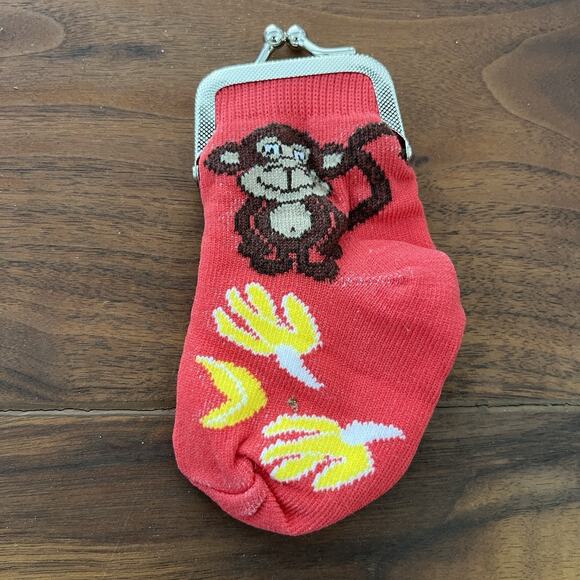 Vintage Monkey Sock Coin Purse Clasp Close - Picture 1 of 7